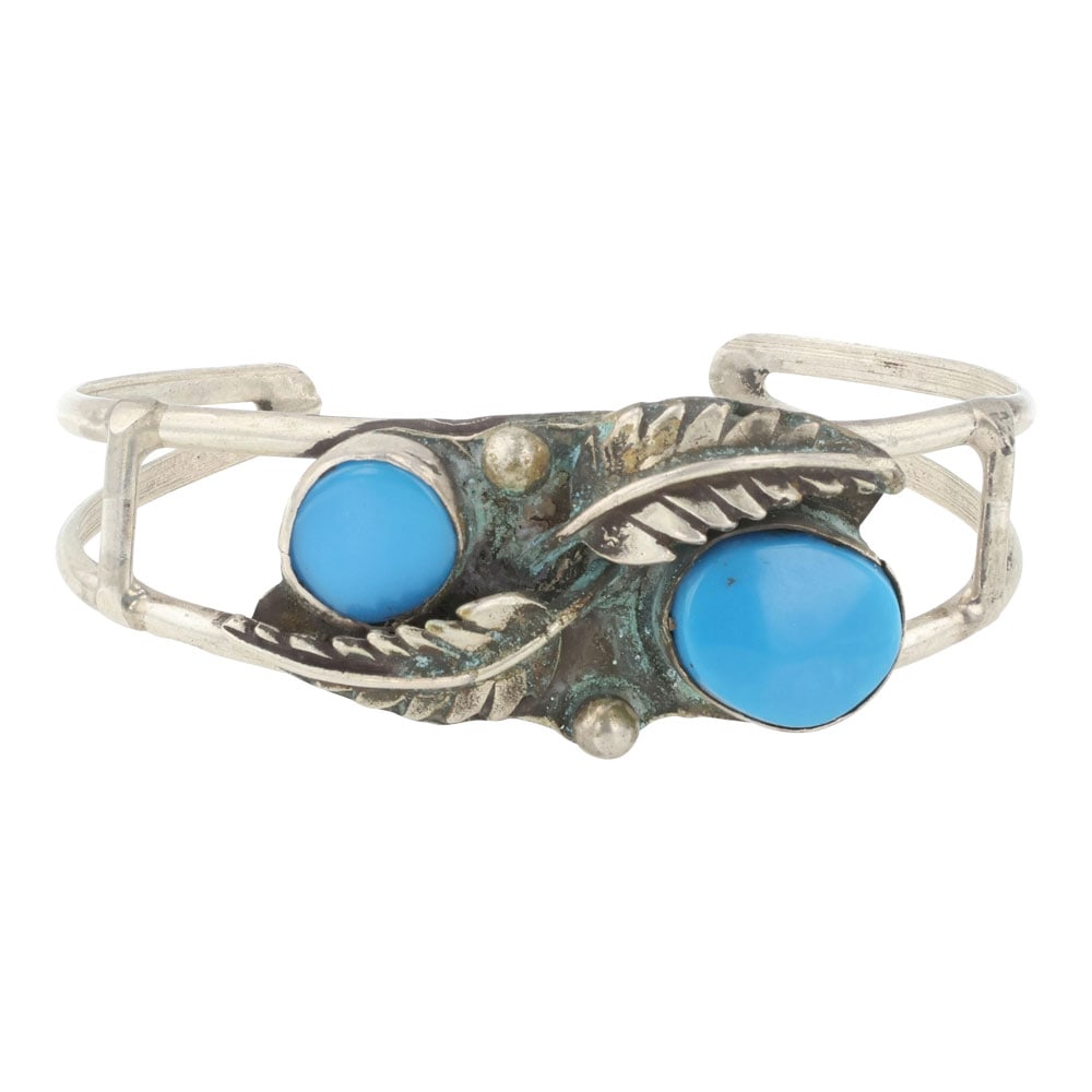 Vintage Navajo Turquoise Bracelet: Sterling Silver | Genuine Turquoise & Coral | Vintage Navajo Turquoise Bracelet | Navajo Native American Southwest Indian Jewelry | Good (no breaks or damages) | Approximate Weight: 15 Grams | Bracele