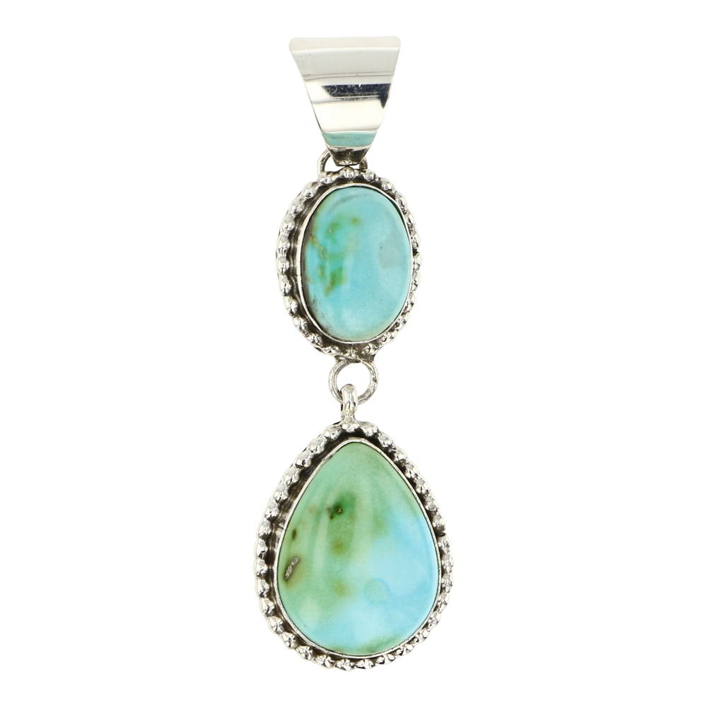 Navajo Sonoran Mountain Turquoise Pendant: Sterling Silver | Genuine Sonoran Mountain Turquoise | Navajo Sonoran Mountain Turquoise Pendant | Navajo Native American Southwest Indian Jewelry | Good (no breaks or damages) | Approximate Weight: 8