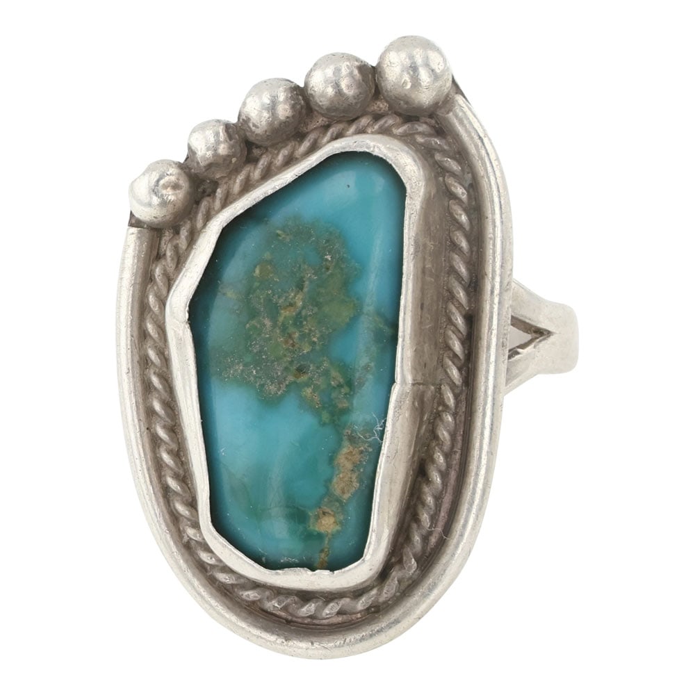 Vintage Navajo Nevada Turquoise Ring: Sterling Silver | Genuine Nevada Turquoise | Vintage Navajo Nevada Turquoise Ring | Navajo Native American Southwest Indian Jewelry | Good (no breaks or damages) | Approximate Weight: 8 Grams | Ring: 