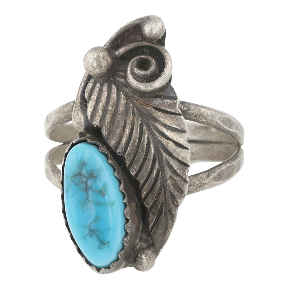 Vintage Navajo Kingman Turquoise Ring: Sterling Silver | Genuine Kingman Turquoise | Vintage Navajo Kingman Turquoise Ring | Navajo Native American Southwest Indian Jewelry | Good (no breaks or damages) | Approximate Weight: 4 Grams | Ring