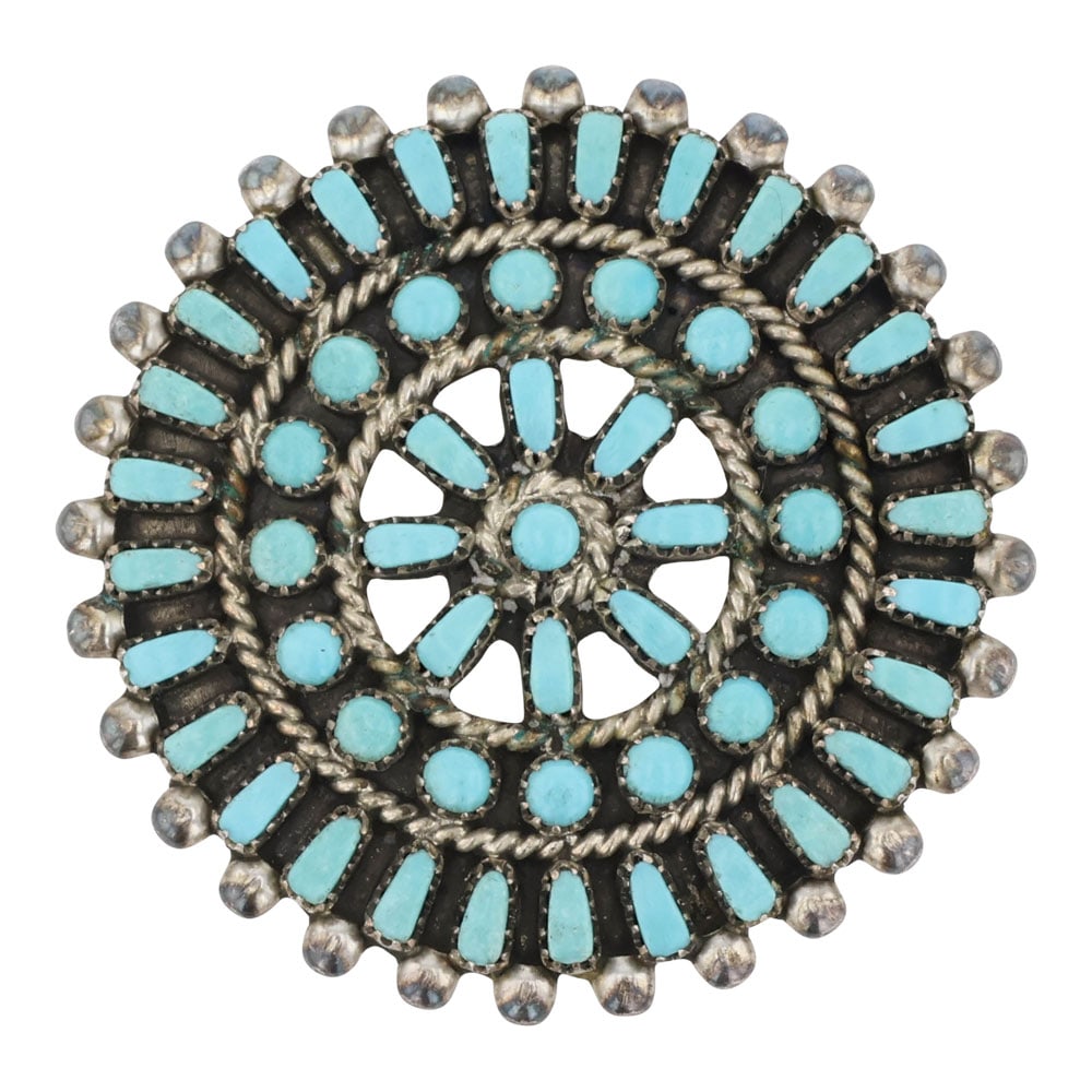 Zuni Needlepoint Turquoise Cluster Pin / Pendant (1 of 2)