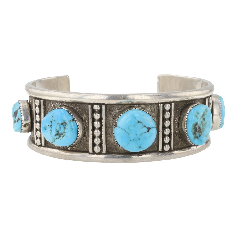 Jerry Roan Navajo Kingman Turquoise Cuff Bracelet (1 of 5)