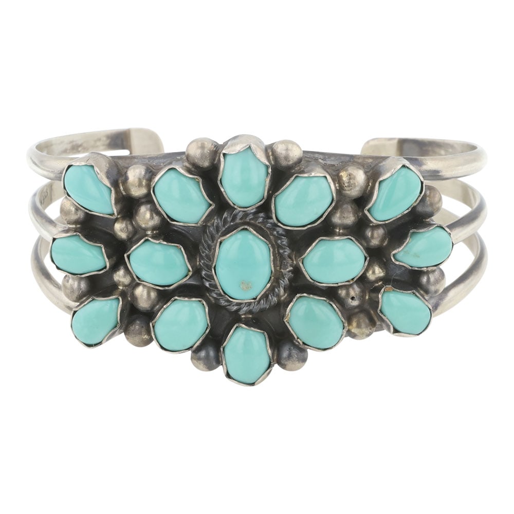 Navajo Compitos Turquoise Cluster Cuff Bracelet (1 of 3)