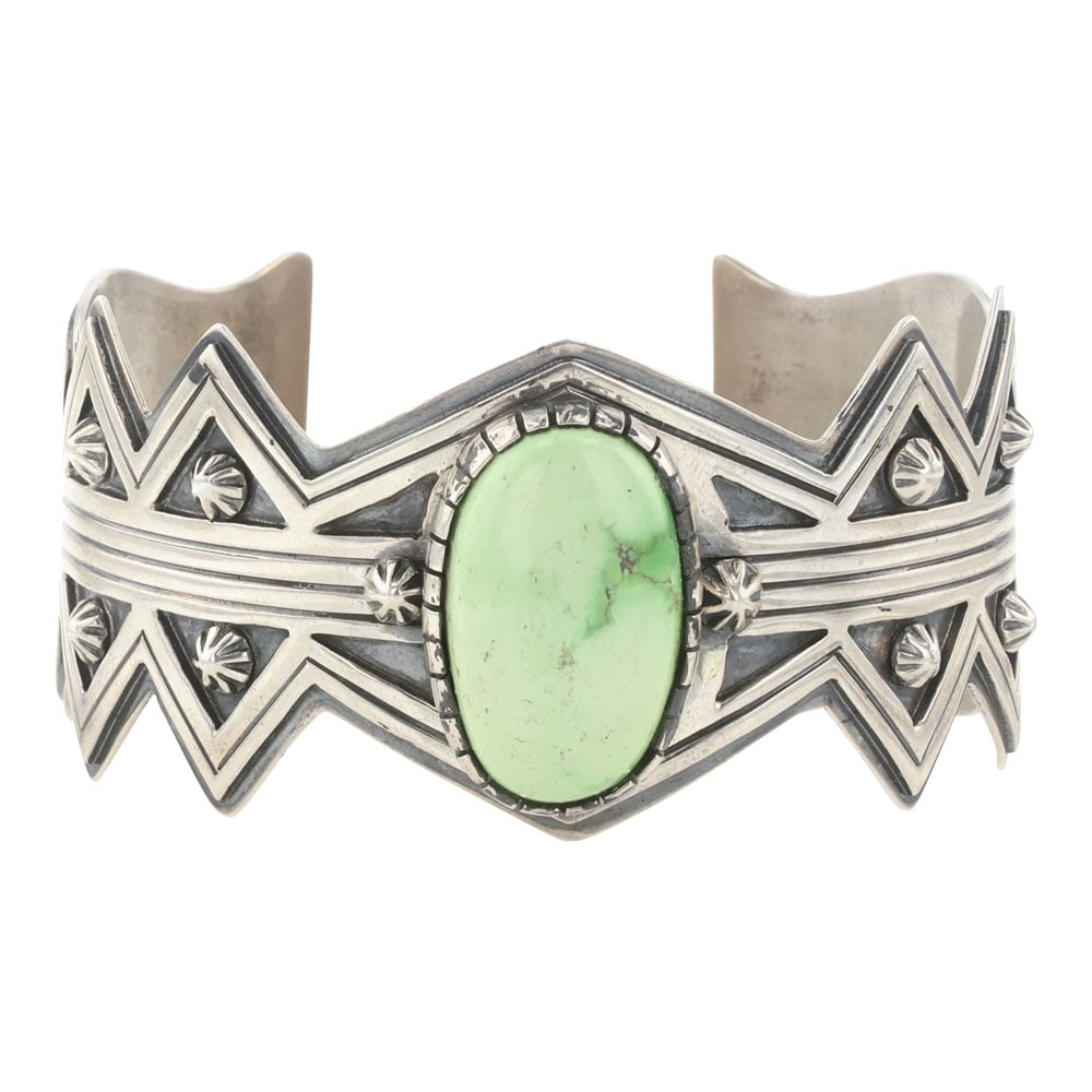 Marita Benally Navajo Carrico Lake Turquoise Contemporary Cuff Bracelet (1 of 4)