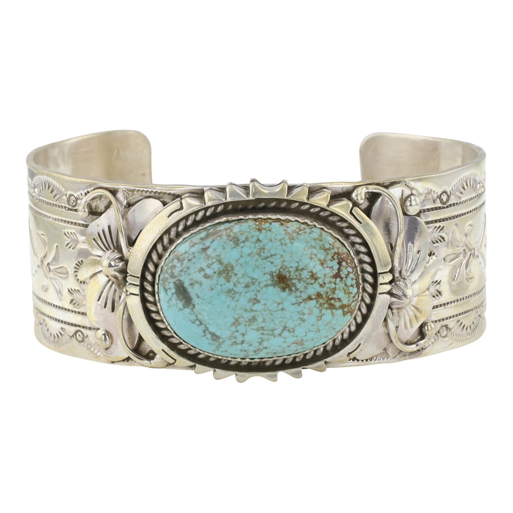 Joe Piaso Jr. Navajo Nevada Turquoise Cuff Bracelet (1 of 4)