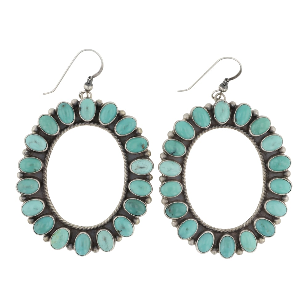 Eula Wylie Navajo Compitos Turquoise Hoop Earrings (1 of 2)