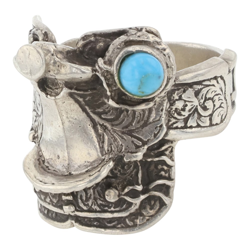 Navajo Cast Kingman Turquoise Saddle Ring (1 of 3)
