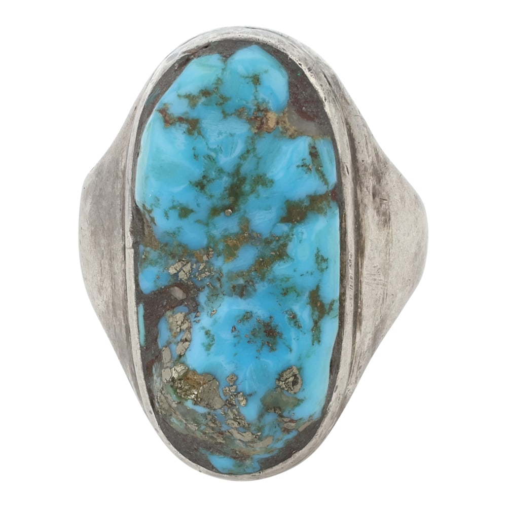Vintage Navajo Kingman Turquoise Men's Ring (1 of 3)