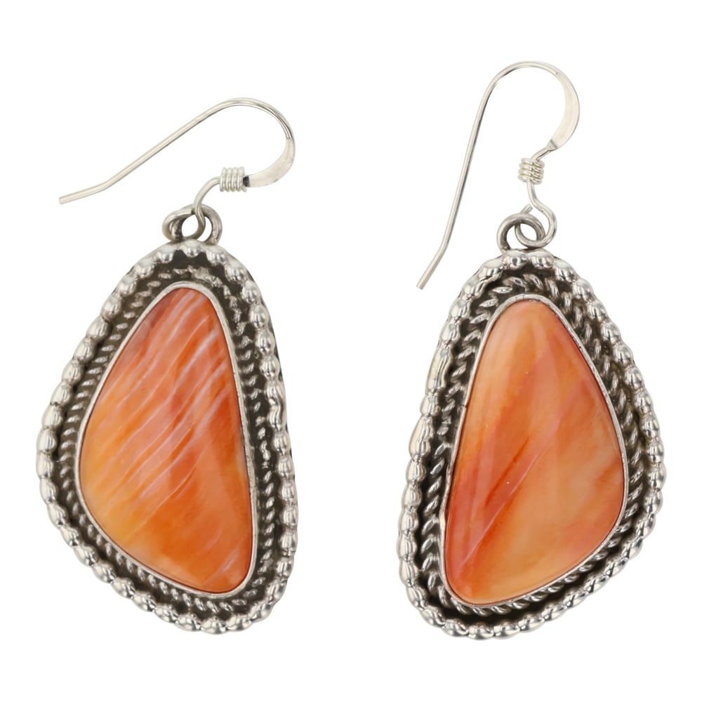 Lee Sandoval Navajo Spiny Oyster Earrings: Sterling Silver | Genuine Spiny Oyster | Lee Sandoval Navajo Spiny Oyster Earrings | Navajo Native American Southwest Indian Jewelry | Good (no breaks or damages) | Approximate Weight: 11 Grams | Earr