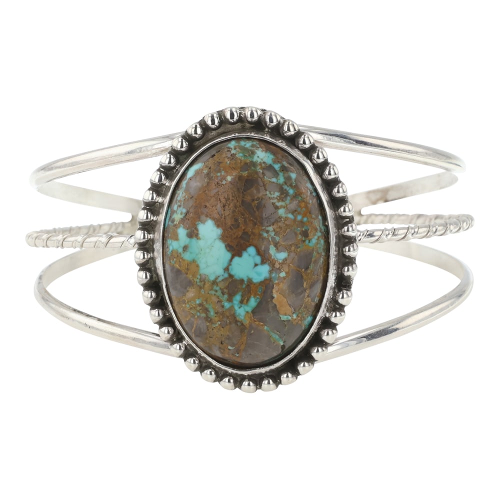 Gilbert Nez Navajo Nevada Turquoise Cuff Bracelet (1 of 3)