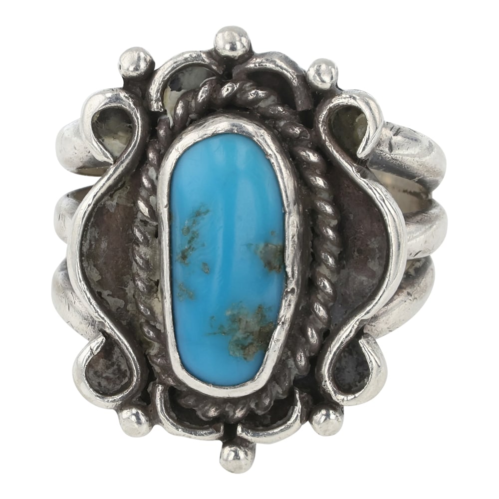 Vintage Navajo Blue Gem Turquoise Ring (1 of 3)