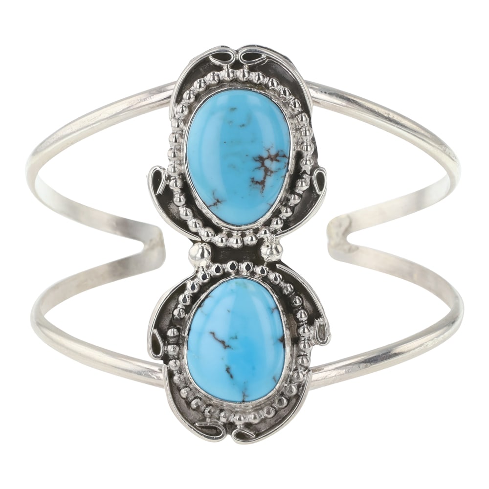 Gilbert Nez Navajo Kingman Turquoise Cuff Bracelet (1 of 3)