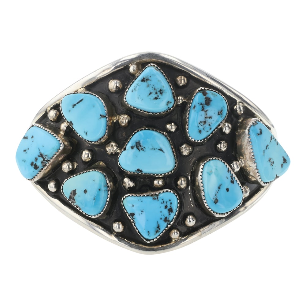 Silver Ray Navajo Sleeping Beauty Turquoise Cuff Bracelet (1 of 4)