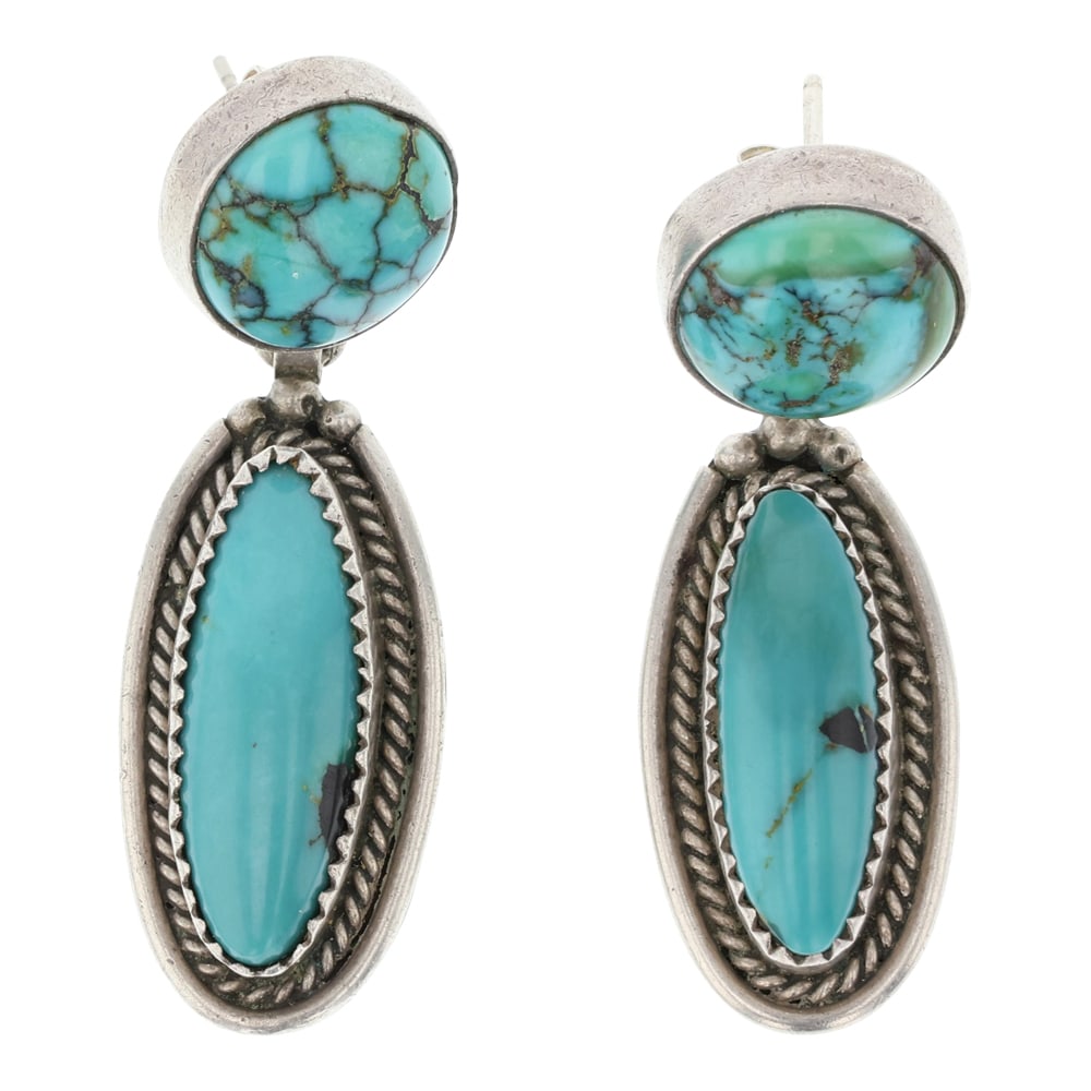 Fred Guerro Navajo Nevada Turquoise Earrings (1 of 2)