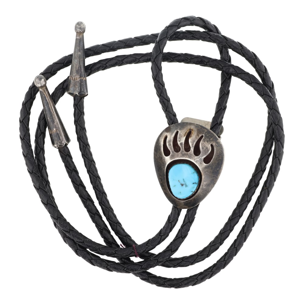 Vintage Navajo Sleeping Beauty Nugget Turquoise Bolo Tie (1 of 3)