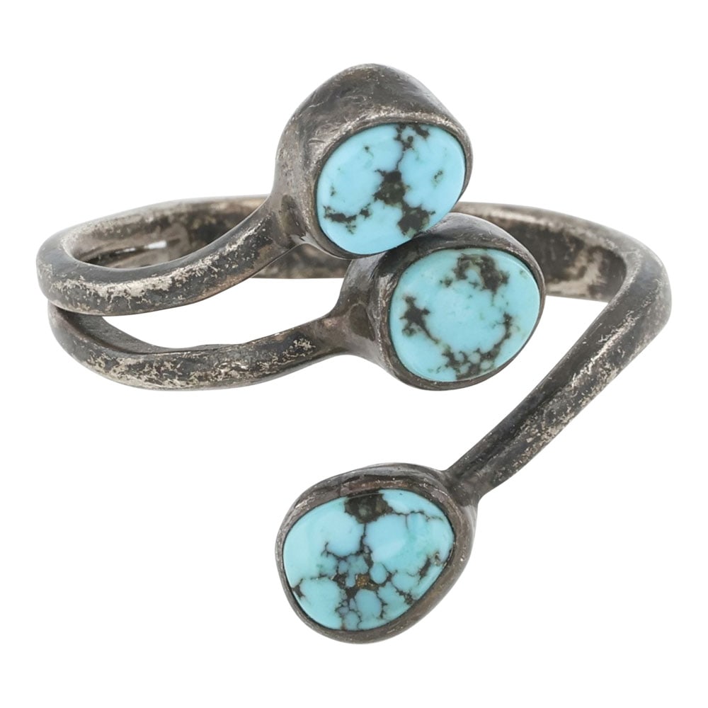 Vintage Navajo Kingman Turquoise Adjustable Ring (1 of 3)