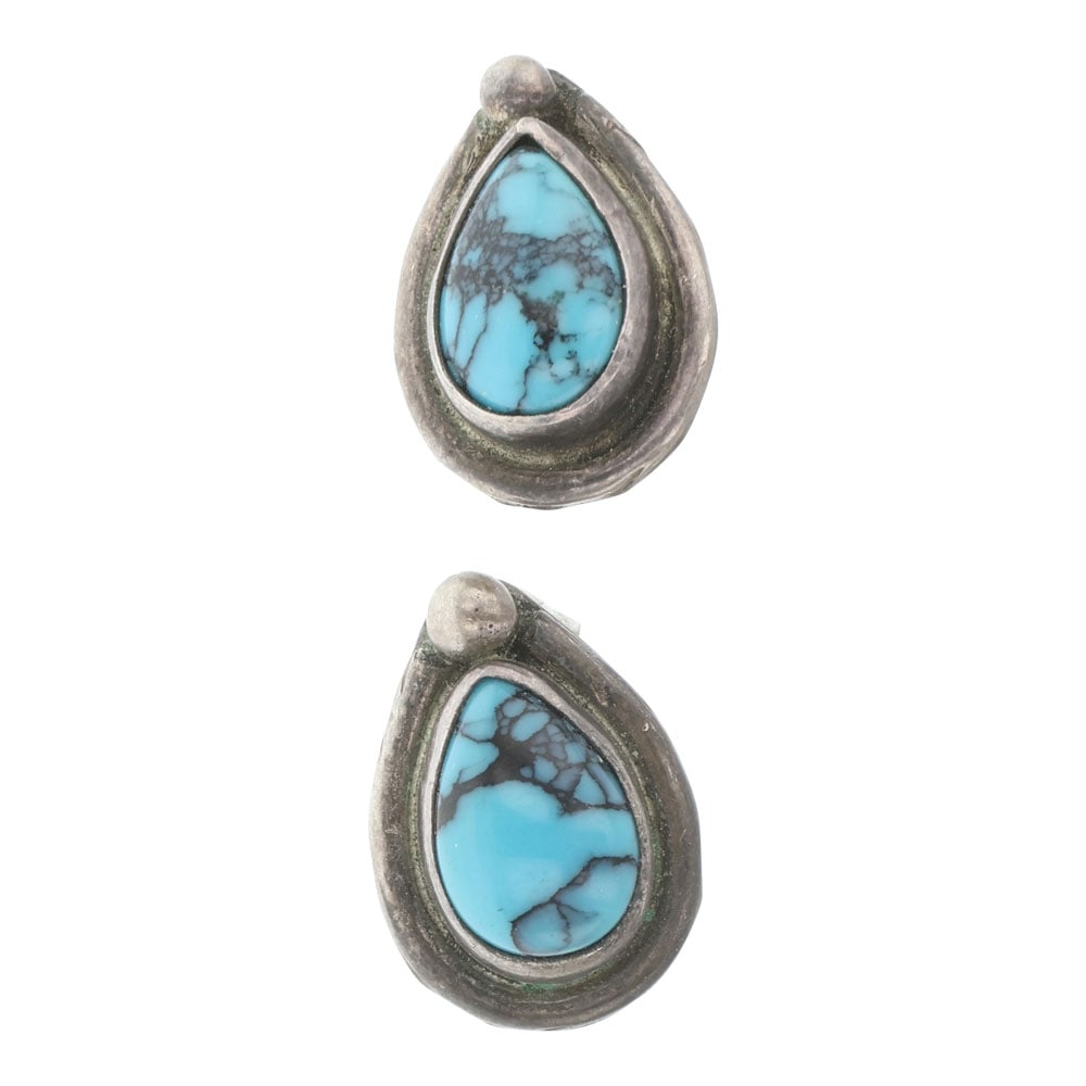 Vintage Navajo Spiderweb Turquoise Earrings (1 of 2)
