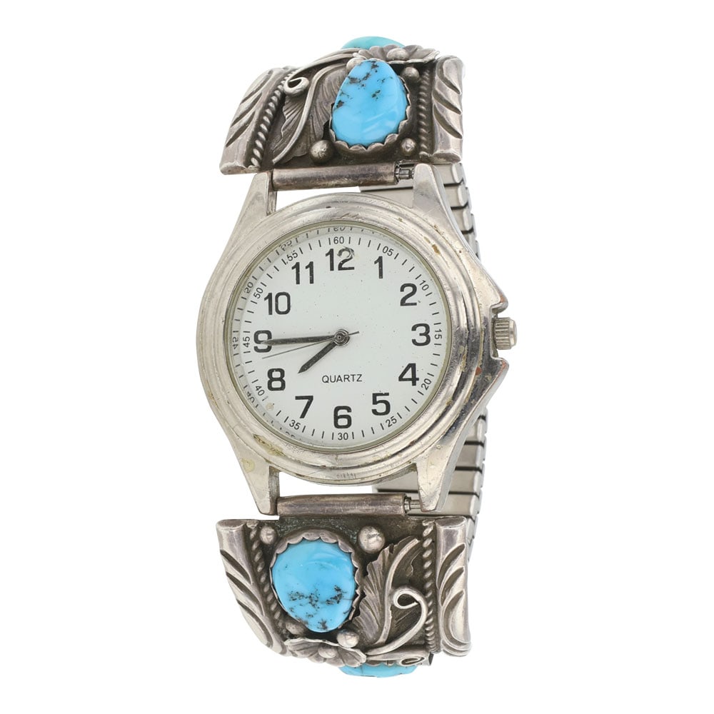 Vintage Navajo Kingman Turquoise Watch Bracelet (1 of 4)