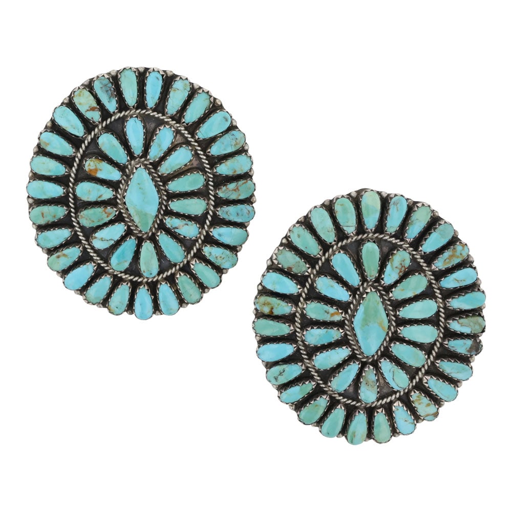 Larry Moses Begay Navajo Kingman Turquoise Cluster Earrings (1 of 2)
