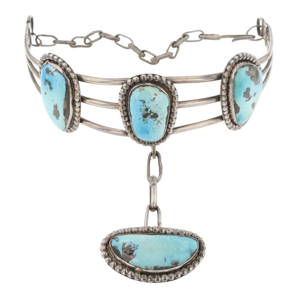 Vintage Navajo Kingman Turquoise Choker Necklace (1 of 3)