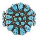 Vintage 1970's Navajo Sleeping Beauty Turquoise Cluster Cuff Bracelet