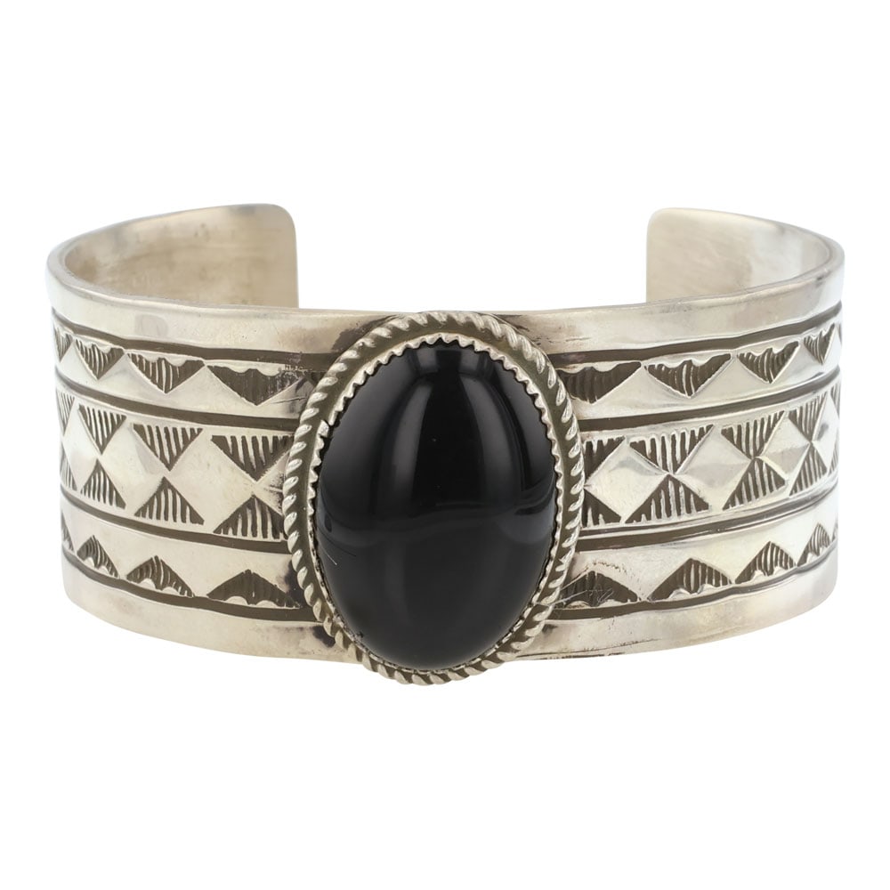 Rick Enriquez Black Onyx Stamp Work Cuff Bracelet (1 of 3)