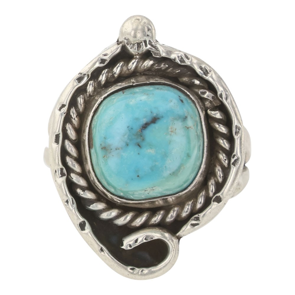 Navajo Kingman Turquoise Ring: Sterling Silver | Genuine Kingman Turquoise | Navajo Kingman Turquoise Ring | Navajo Native American Southwest Indian Jewelry | Good (no breaks or damages) | Approximate Weight: 6 | Ring: 6.25 size, 1