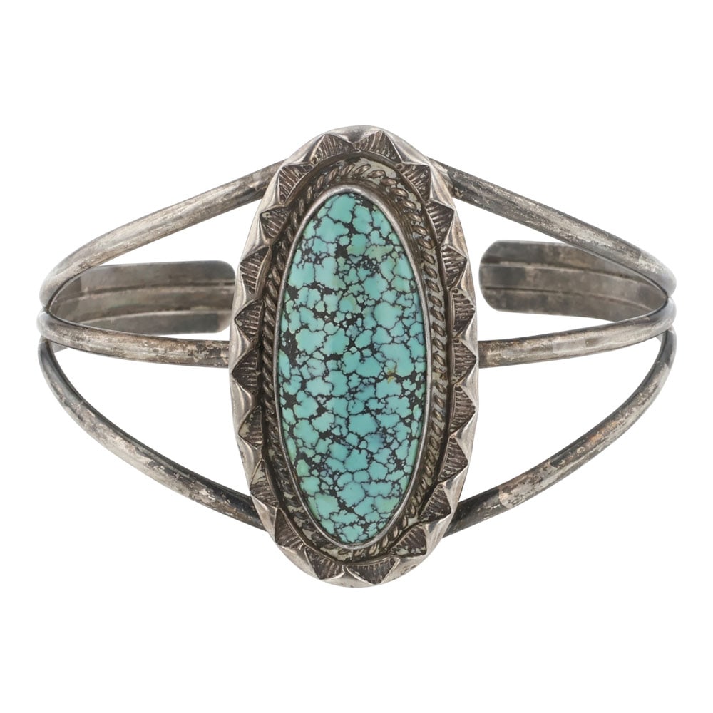 Vintage Navajo Spiderweb Turquoise Cuff Bracelet (1 of 3)