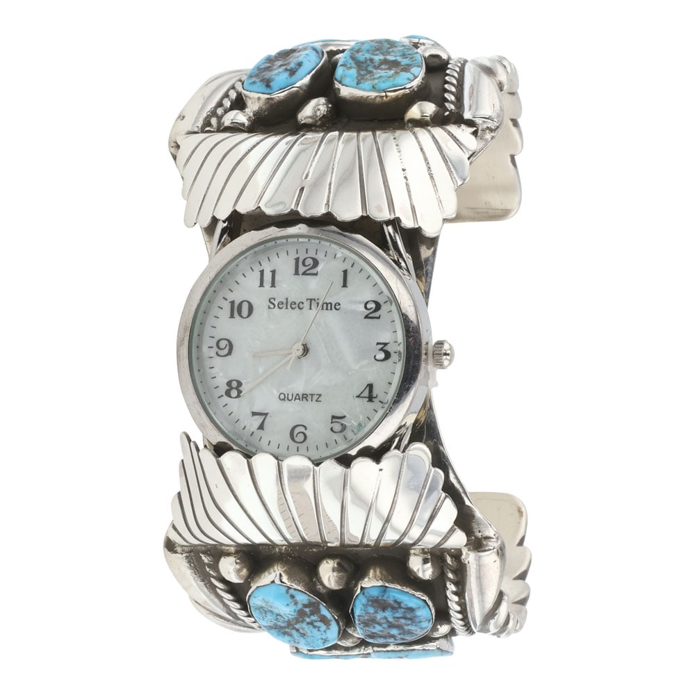 Navajo Kingman Turquoise Large Watch Cuff Bracelet (1 of 4)