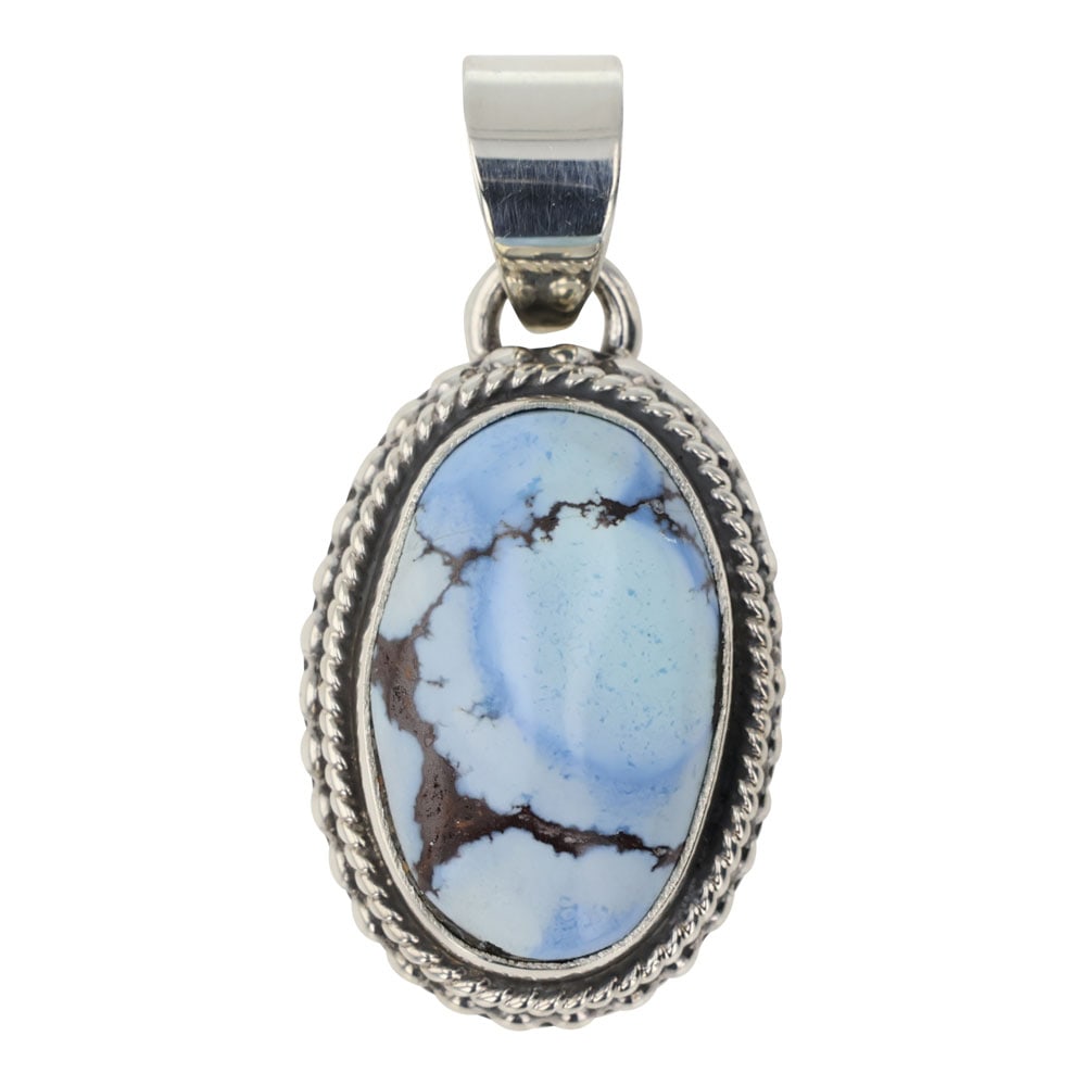 Oscar Caldera Navajo Golden Hill Turquoise Pendant: Sterling Silver | Genuine Golden Hill Turquoise | Oscar Caldera Navajo Golden Hill Turquoise Pendant | Navajo Native American Southwest Indian Jewelry | Good (no breaks or damages) | Approximate Weigh