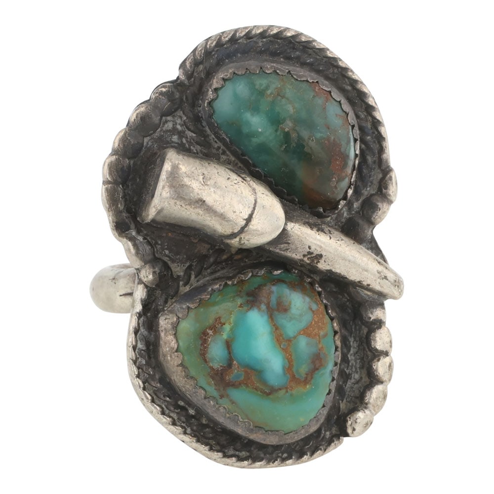 Navajo Nevada Turquoise Ring: Sterling Silver | Genuine Nevada Turquoise | Navajo Nevada Turquoise Ring | Navajo Native American Southwest Indian Jewelry | Good (no breaks or damages) | Approximate Weight: 18 Grams | Ring: 10 size