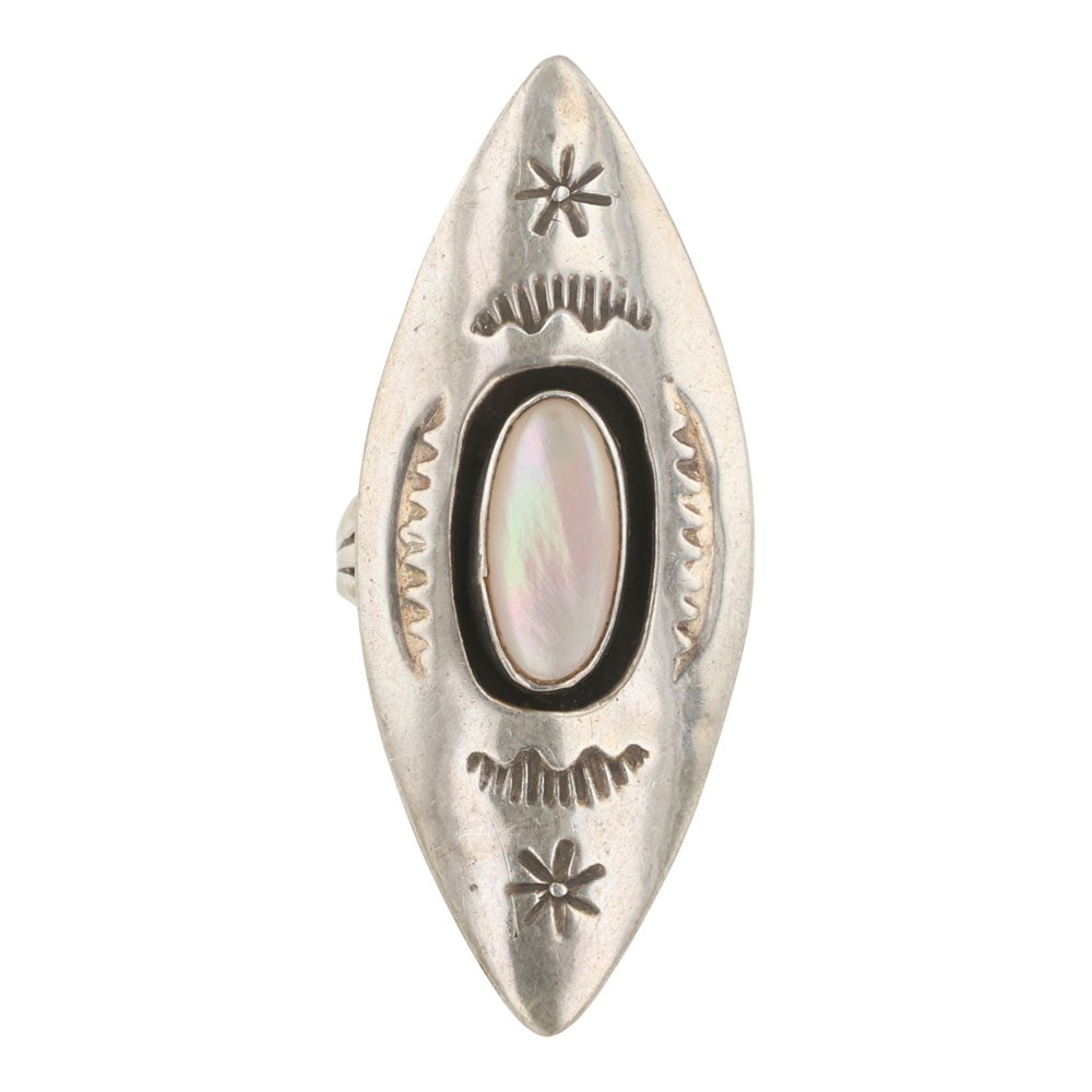Navajo Pink Mussel Shell Shadowbox Ring (1 of 3)