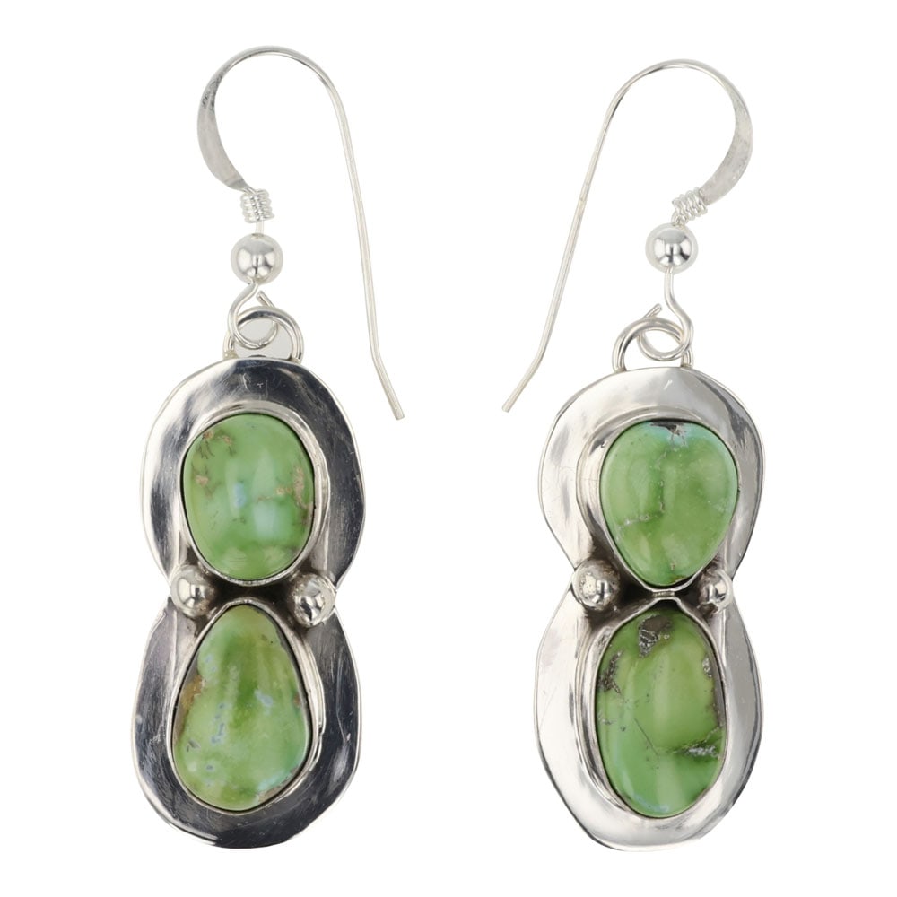 Navajo Sonoran Gold Turquoise Earrings: Sterling Silver | Genuine Sonoran Gold Turquoise | Navajo Sonoran Gold Turquoise Earrings | Navajo Native American Southwest Indian Jewelry | Good (no breaks or damages) | Approximate Weight: 6 Grams 
