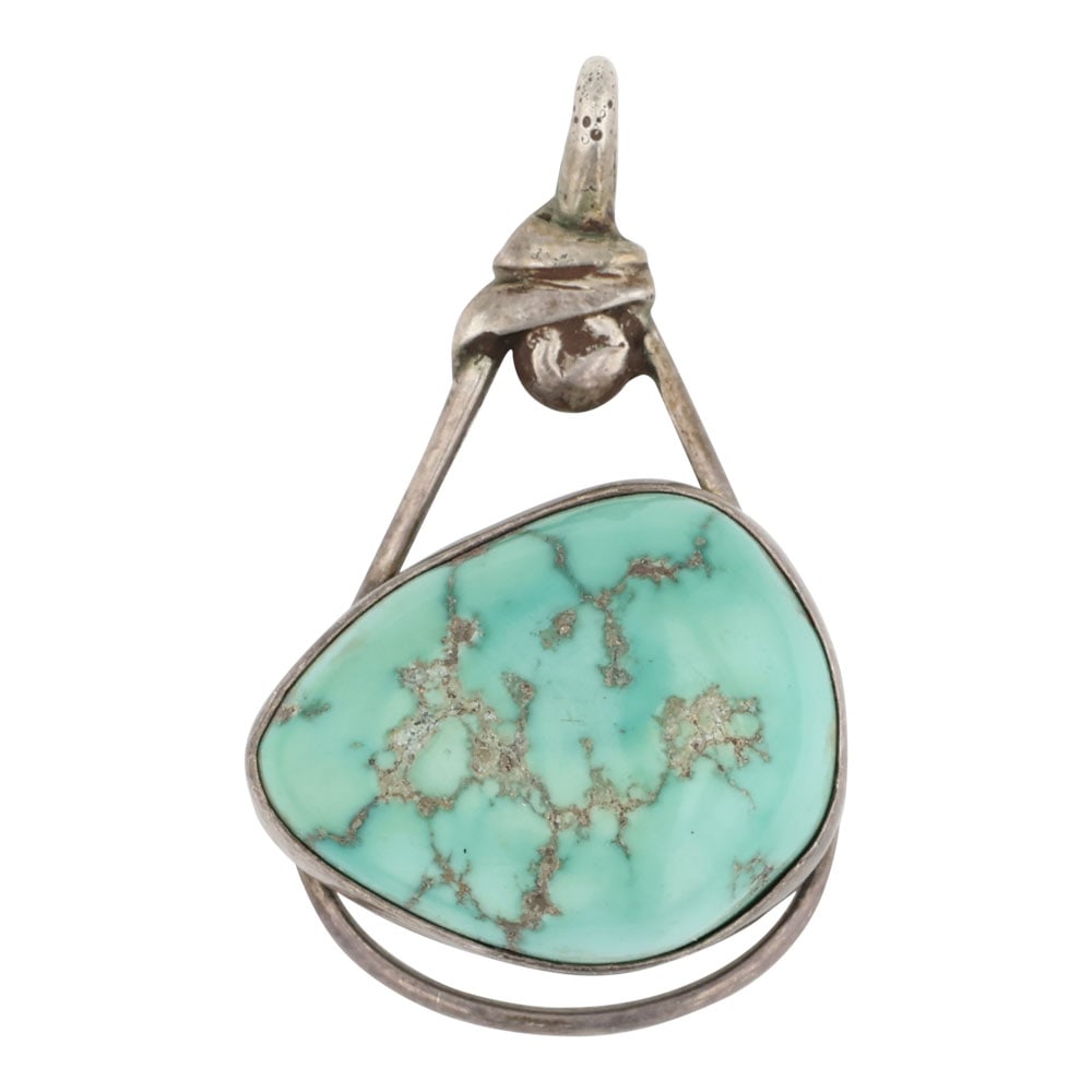 Vintage Navajo Godber's Turquoise Pendant: Sterling Silver | Genuine Godber's Turquoise | Vintage Navajo Godber's Turquoise Pendant | Navajo Native American Southwest Indian Jewelry | Good (no breaks or damages) | Approximate Weight: 7 Grams |