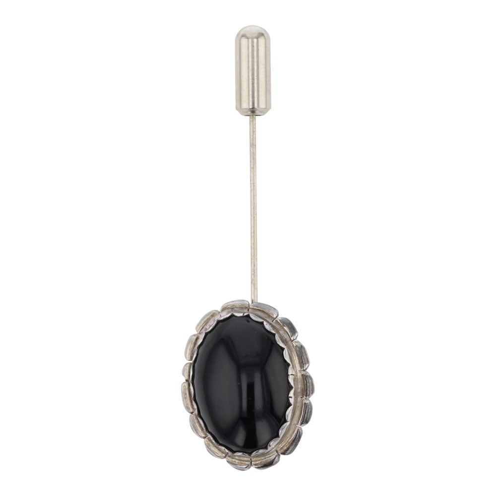 Navajo Black Onyx Pin: Sterling Silver | Genuine Black Onyx | Navajo Black Onyx Pin | Navajo Native American Southwest Indian Jewelry | Good (no breaks or damages) | Approximate Weight: 5 Grams | Pin: .75" x 2.25" |