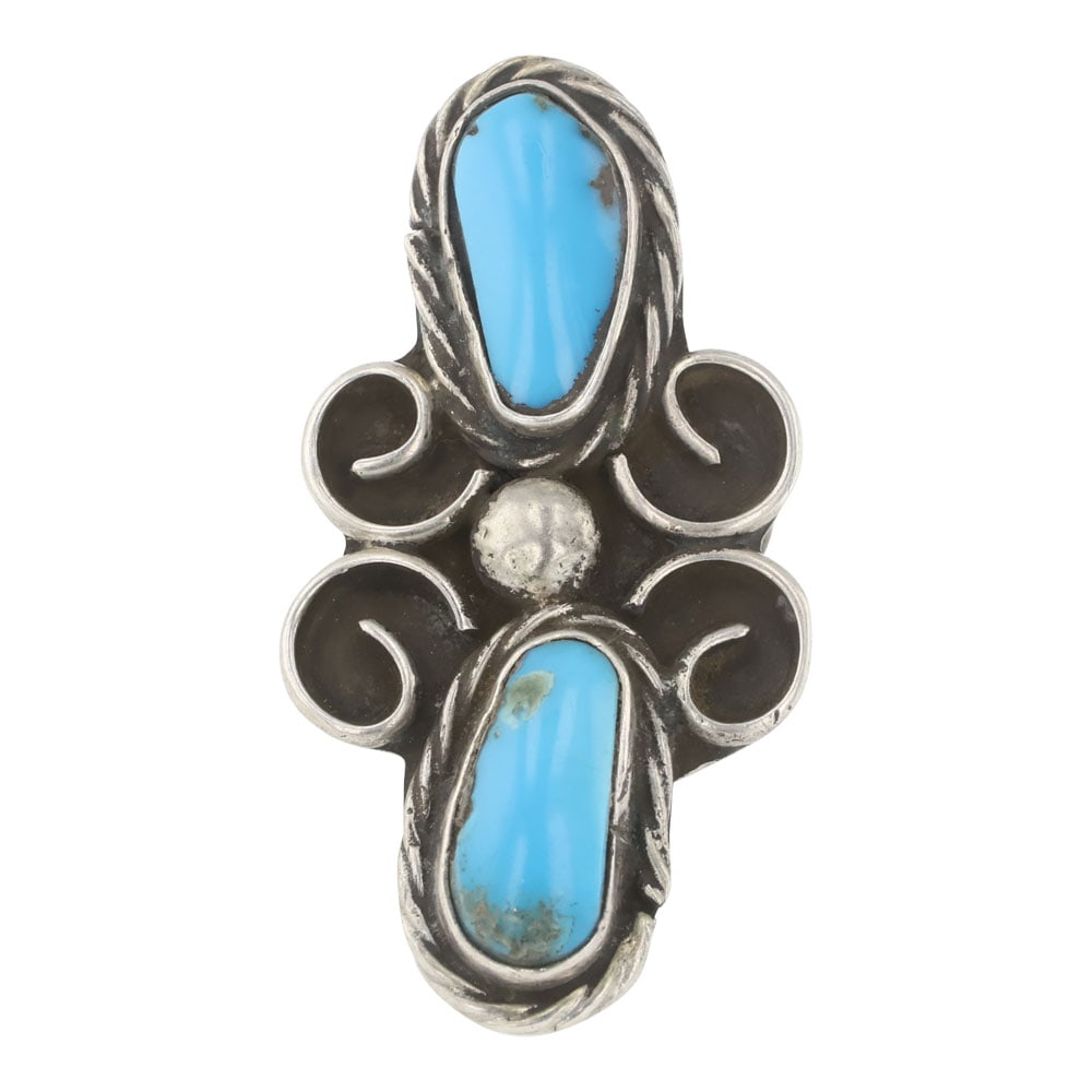 Vintage Navajo Kingman Turquoise Ring: Sterling Silver | Genuine Kingman Turquoise | Vintage Navajo Kingman Turquoise Ring | Navajo Native American Southwest Indian Jewelry | Good (no breaks or damages) | Approximate Weight: 10 Grams | Rin
