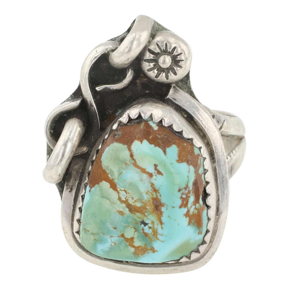 Vintage Navajo Royston Turquoise Ring: Sterling Silver | Genuine Royston Turquoise | Vintage Navajo Royston Turquoise Ring | Navajo Native American Southwest Indian Jewelry | Good (no breaks or damages) | Approximate Weight: 8 Grams | Ring