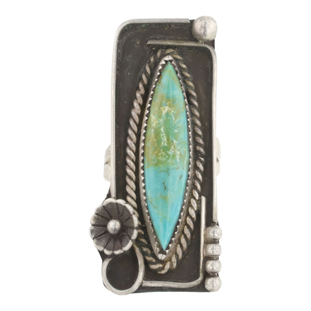 Navajo Nevada Turquoise Ring: Sterling Silver | Genuine Nevada Turquoise | Navajo Nevada Turquoise Ring | Navajo Native American Southwest Indian Jewelry | Good (no breaks or damages) | Approximate Weight: 12 Grams | Ring: 6 size,