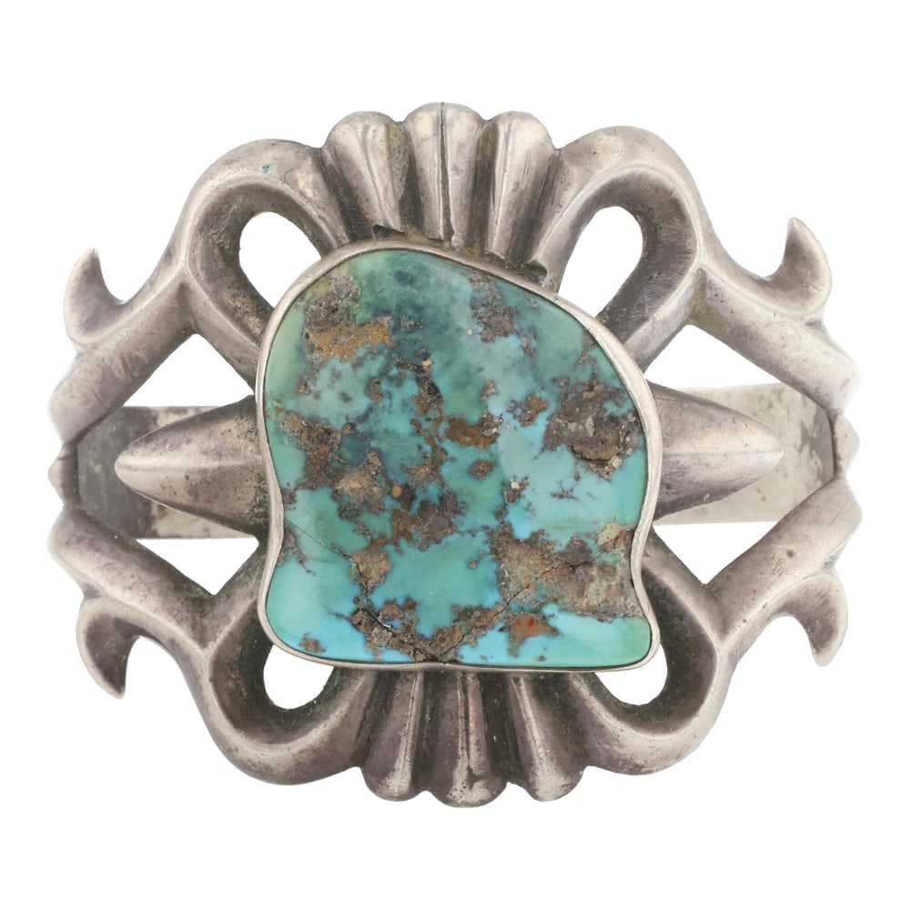 Vintage Navajo Nevada Turquoise Sandcast Cuff Bracelet (1 of 3)