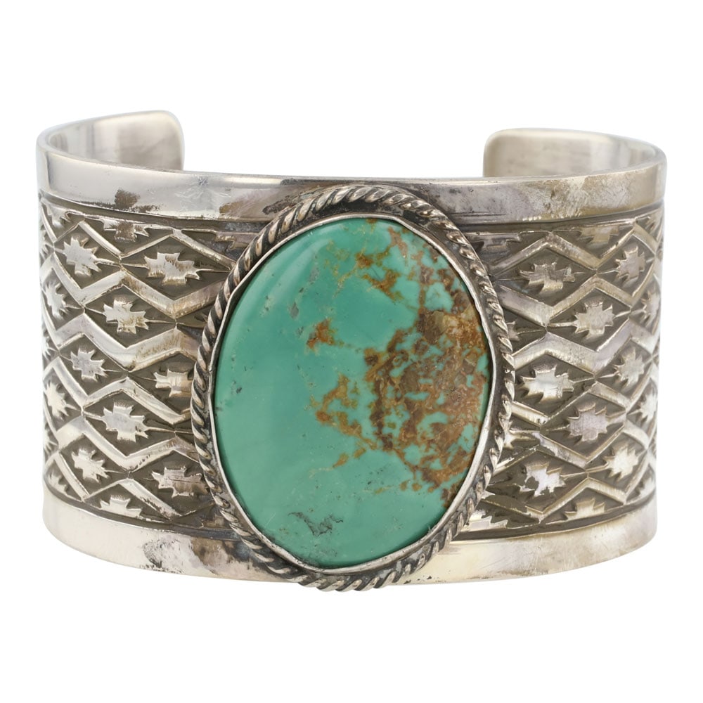 Rick Enriquez Navajo Menassa Turquoise Wide Cuff Bracelet (1 of 3)