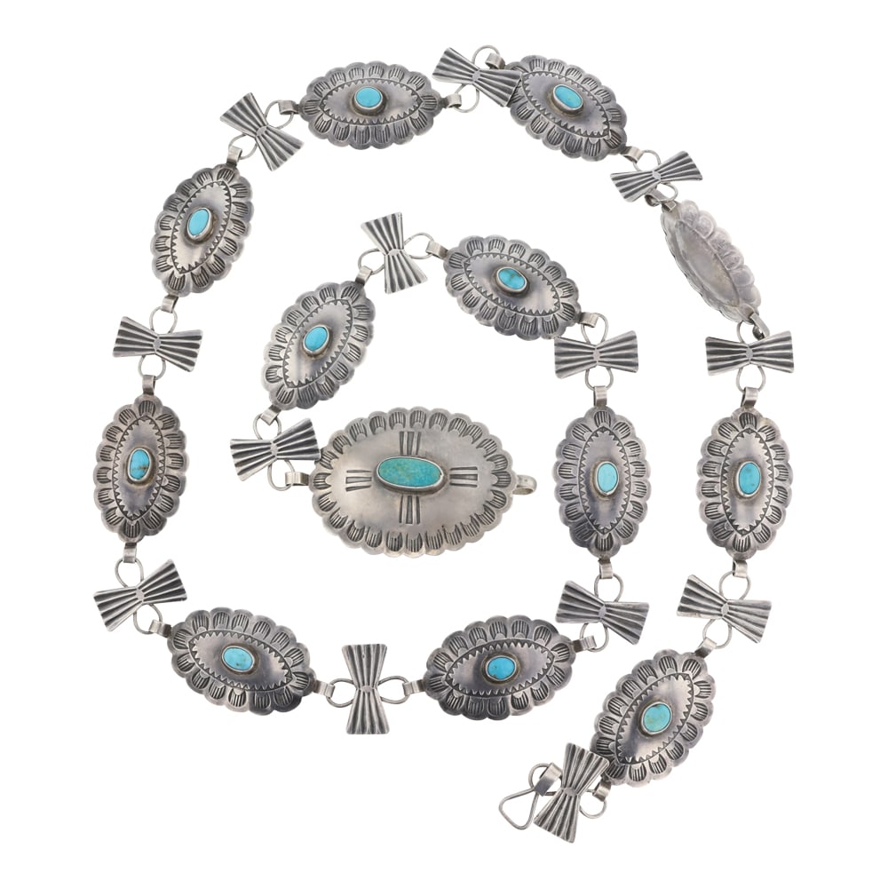 Vintage Navajo Nevada Turquoise Link Concho Belt (1 of 3)