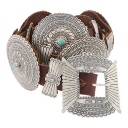 Harris Joe Navajo Kingman Turquoise Detailed Stamp Work Concho Belt