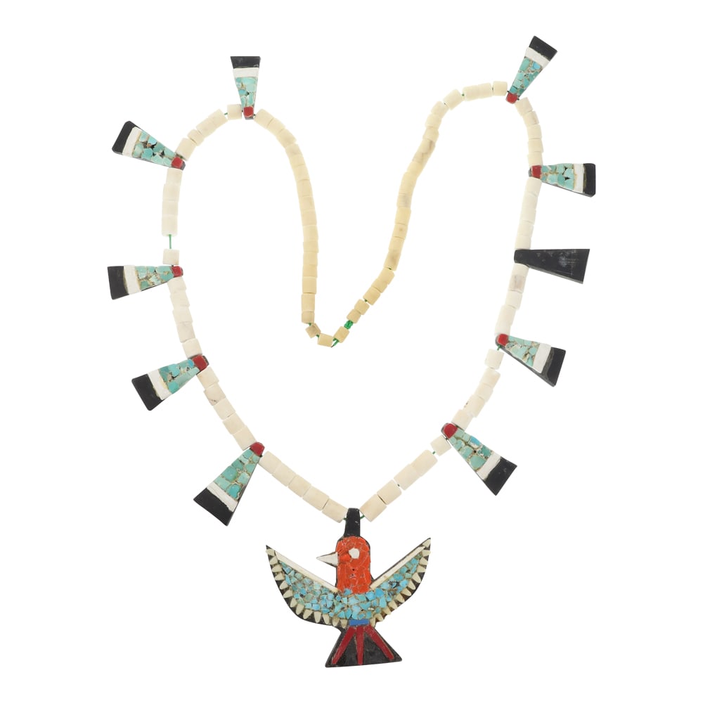 Vintage Santo Domingo Pueblo Depression Era Bird Necklace (1 of 3)