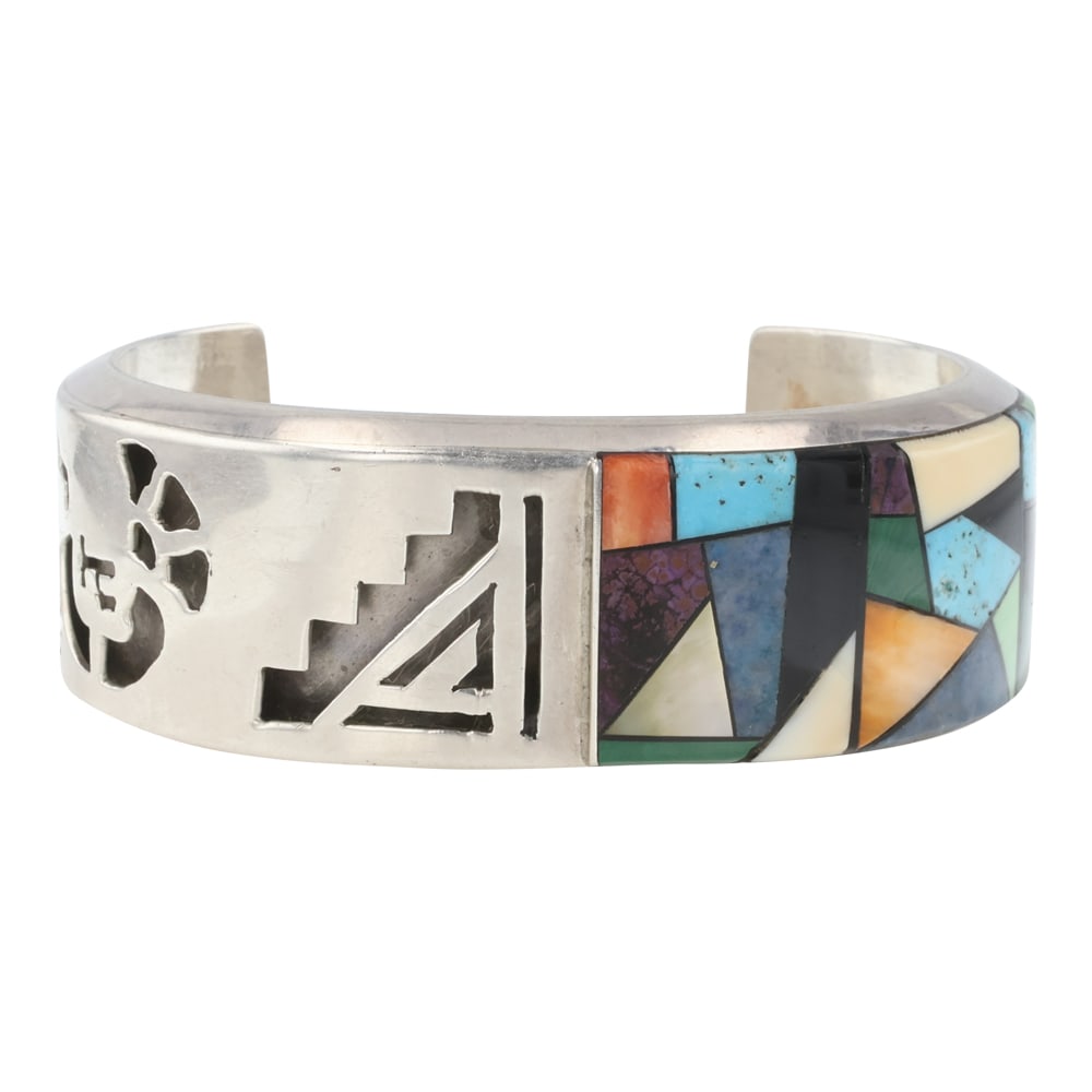 Dean Brown Navajo Turquoise Malachite Spiny Oyster Lapis & Shell Inlay Cuff Bracelet (1 of 4)