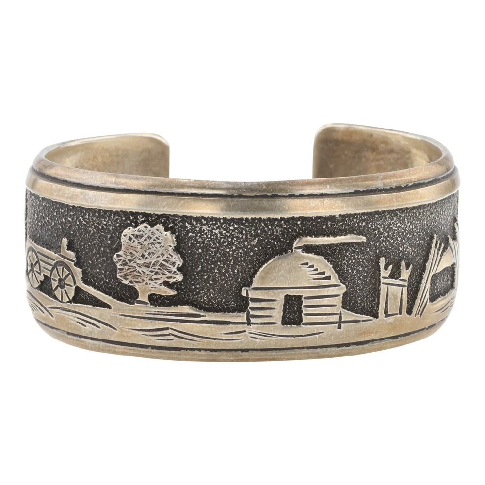 Vintage Navajo Plain Silver Story Teller Cuff Bracelet (1 of 4)