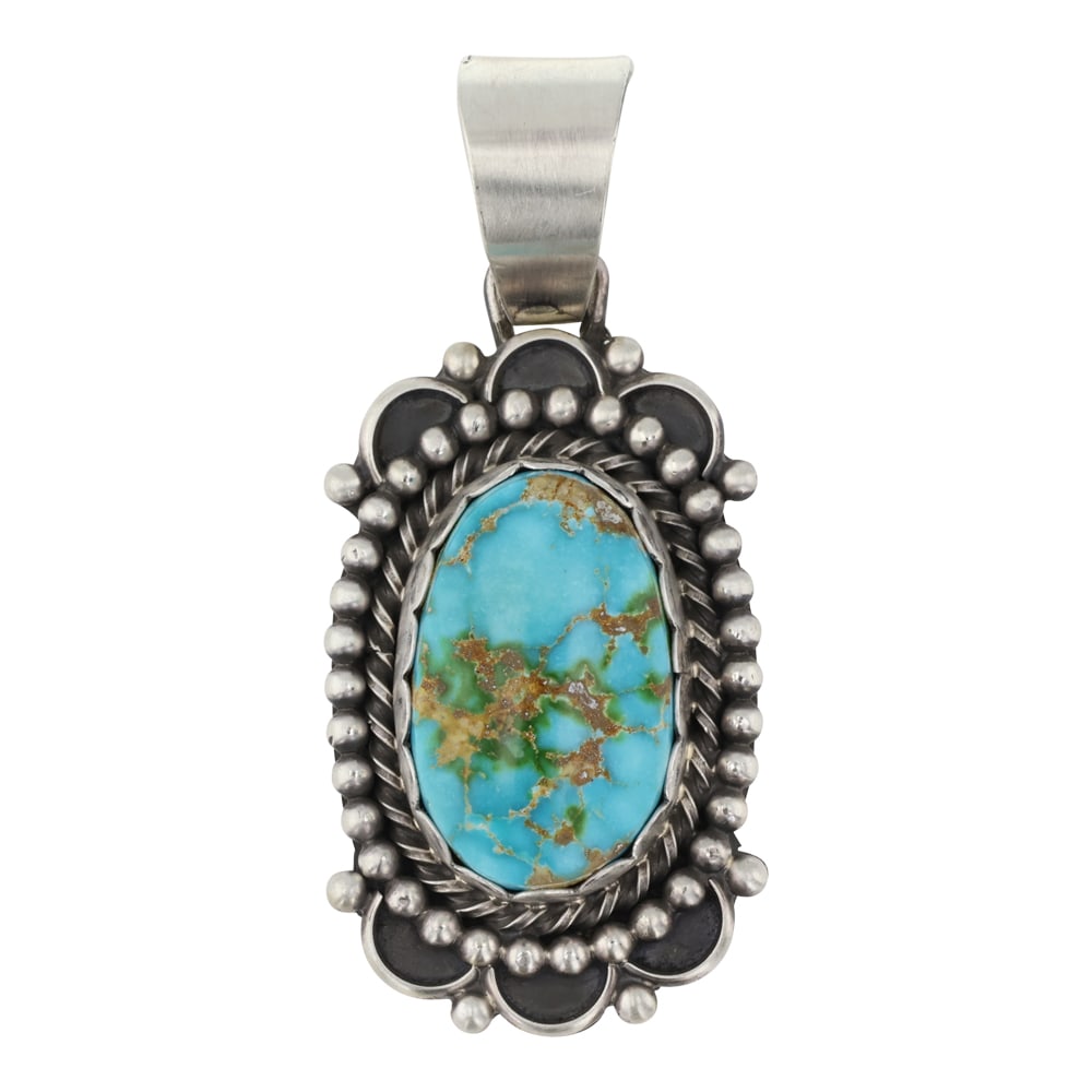 Marita Benally Navajo Sonoran Gold Turquoise Pendant: Sterling Silver | Genuine Sonoran Gold Turquoise | Marita Benally Navajo Sonoran Gold Turquoise Pendant | Navajo Native American Southwest Indian Jewelry | Good (no breaks or damages) | Approximate We