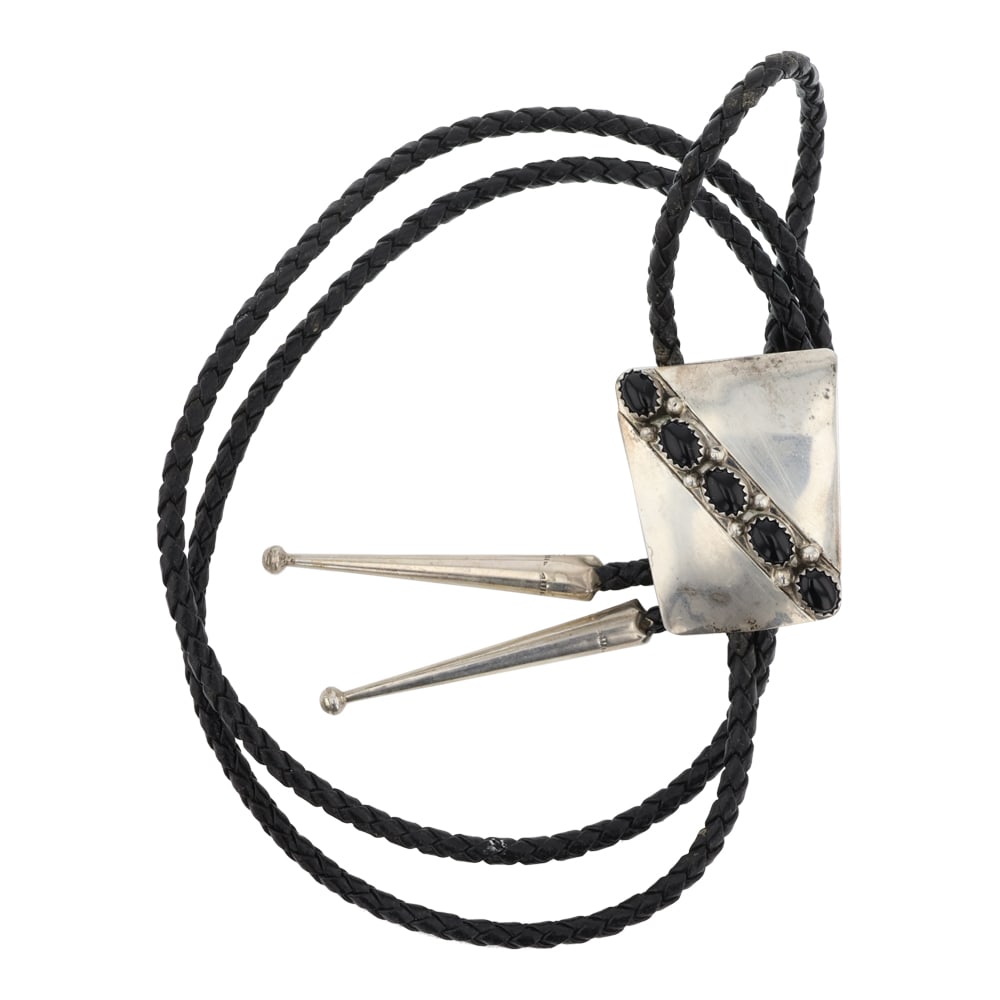 Vintage Navajo Black Onyx Bolo Tie (1 of 3)
