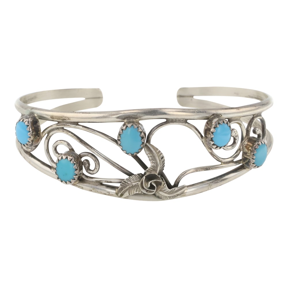 Vintage Navajo Kingman Turquoise Bracelet: Sterling Silver | Genuine Kingman Turquoise | Vintage Navajo Kingman Turquoise Bracelet | Navajo Native American Southwest Indian Jewelry | Good (no breaks or damages) | Approximate Weight: 11 Grams |