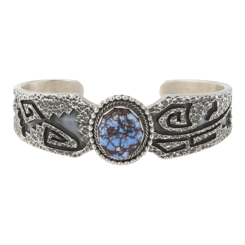 Daniel Benally Navajo Golden Hill Turquoise Cuff Bracelet: Sterling Silver | Genuine Golden Hill Turquoise | Daniel Benally Navajo Golden Hill Turquoise Cuff Bracelet | Navajo Native American Southwest Indian Jewelry | Good (no breaks or damages) | Approximat