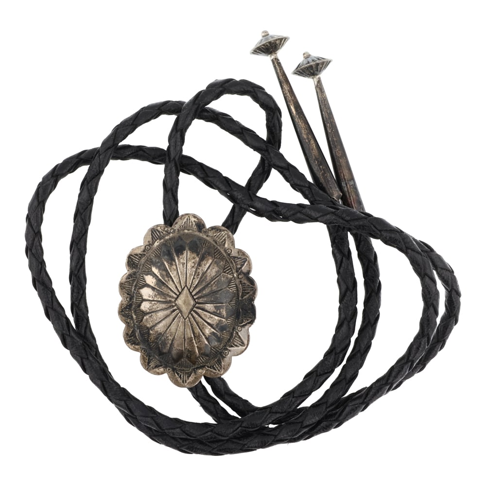 Vintage Navajo Plain Silver Bolo Tie (1 of 3)